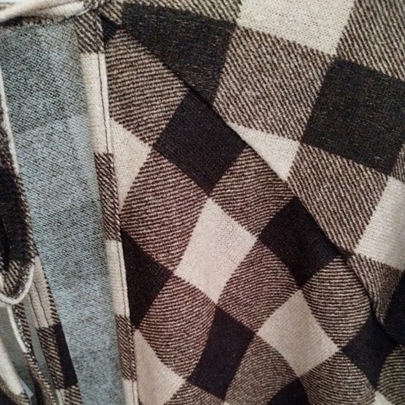 Plaid Brown Buffalo Check Open Tie  Top /cardigan - Picture 3 of 8